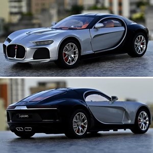 اسباب بازی ماشین فلزی بوگاتی نقره ای سقف مشکی 1:24 Diecast Bugatti Atlantic_اسباب بازی ماشین